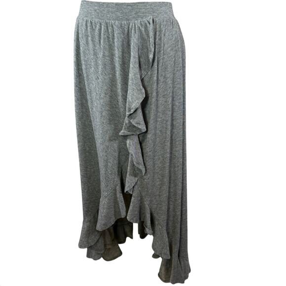 Poof! High Low Ruffle Maxi Skirt Heather Gray Boho Y2K Flowy Asymmetrical Hem| M - Picture 5 of 10